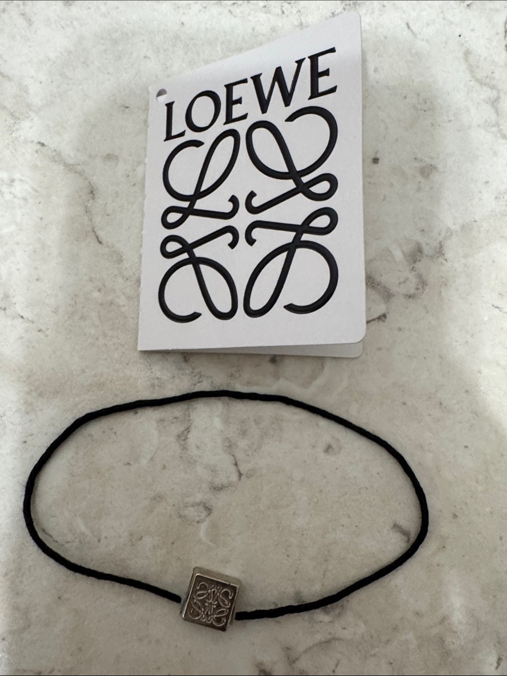 Loewe Black Cord with Silver Anagram Charm